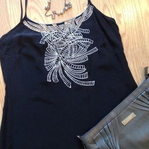 Matty M silk camisole tank top with white cutout